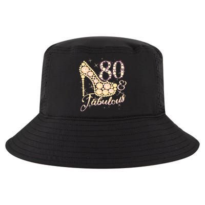 Fabulous & 80 Sparkly Heel 80th Birthday Cool Comfort Performance Bucket Hat