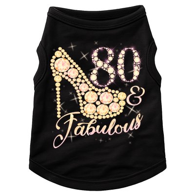 Fabulous & 80 Sparkly Heel 80th Birthday Doggie Tank