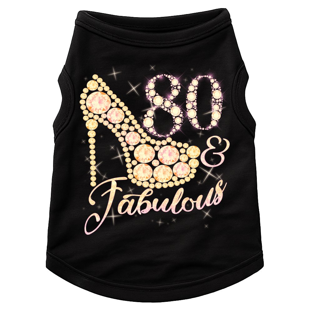 Fabulous & 80 Sparkly Heel 80th Birthday Doggie Tank