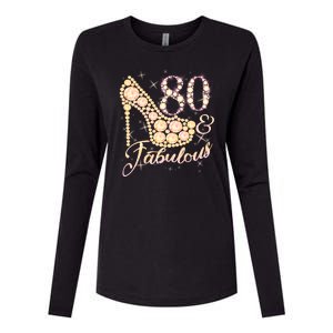 Fabulous & 80 Sparkly Heel 80th Birthday Womens Cotton Relaxed Long Sleeve T-Shirt