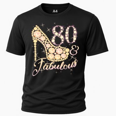 Fabulous & 80 Sparkly Heel 80th Birthday Performance Shirt