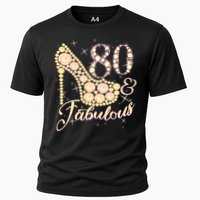 Fabulous & 80 Sparkly Heel 80th Birthday Performance Shirt