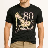 Fabulous & 80 Sparkly Heel 80th Birthday Performance Shirt