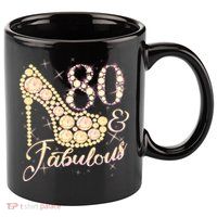 Fabulous & 80 Sparkly Heel 80th Birthday 11oz C Handle Ceramic Mug