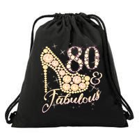 Fabulous & 80 Sparkly Heel 80th Birthday Drawstring Bag
