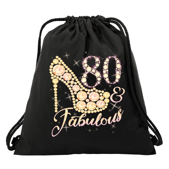 Fabulous & 80 Sparkly Heel 80th Birthday Drawstring Bag