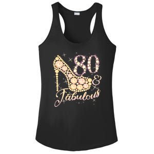 Fabulous & 80 Sparkly Heel 80th Birthday Ladies PosiCharge Competitor Racerback Tank