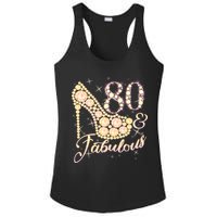 Fabulous & 80 Sparkly Heel 80th Birthday Ladies PosiCharge Competitor Racerback Tank