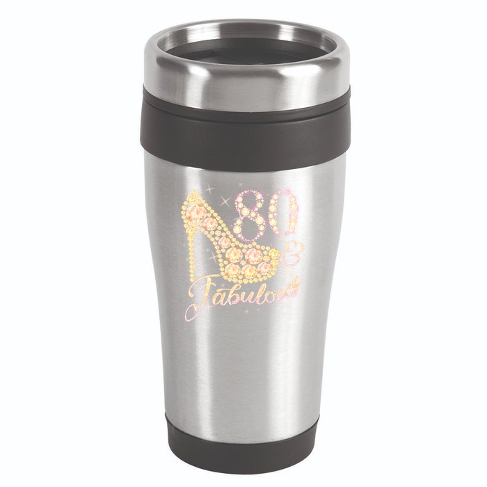 Fabulous & 80 Sparkly Heel 80th Birthday 16oz Travel Tumbler
