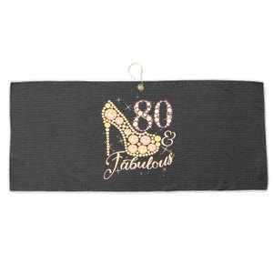 Fabulous & 80 Sparkly Heel 80th Birthday Large Microfiber Waffle Golf Towel