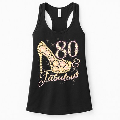 Fabulous & 80 Sparkly Heel 80th Birthday Womens Tank Top