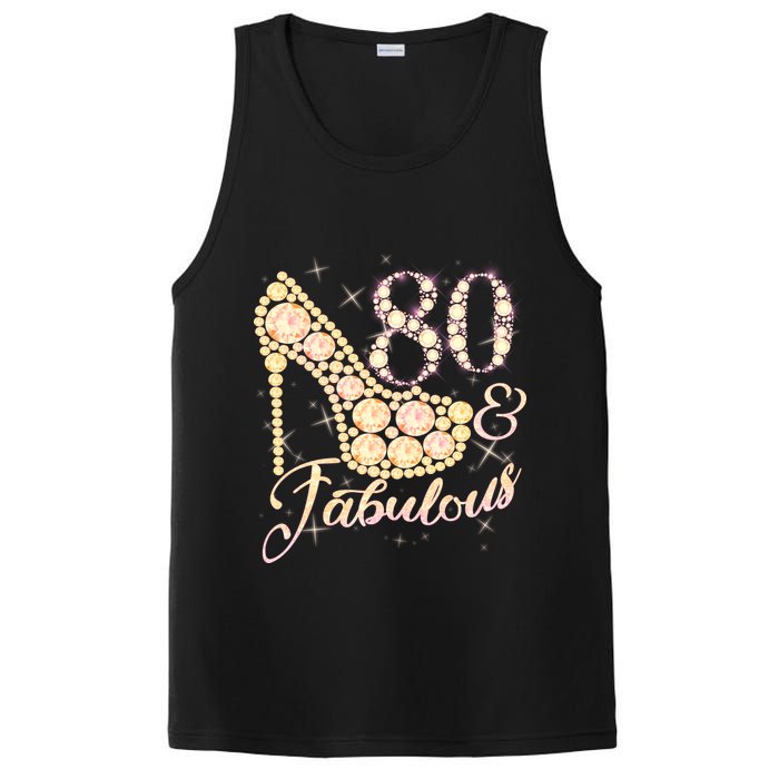 Fabulous & 80 Sparkly Heel 80th Birthday PosiCharge Competitor Tank