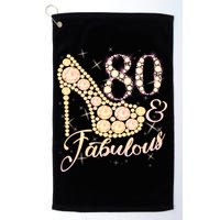 Fabulous & 80 Sparkly Heel 80th Birthday Golf Towel
