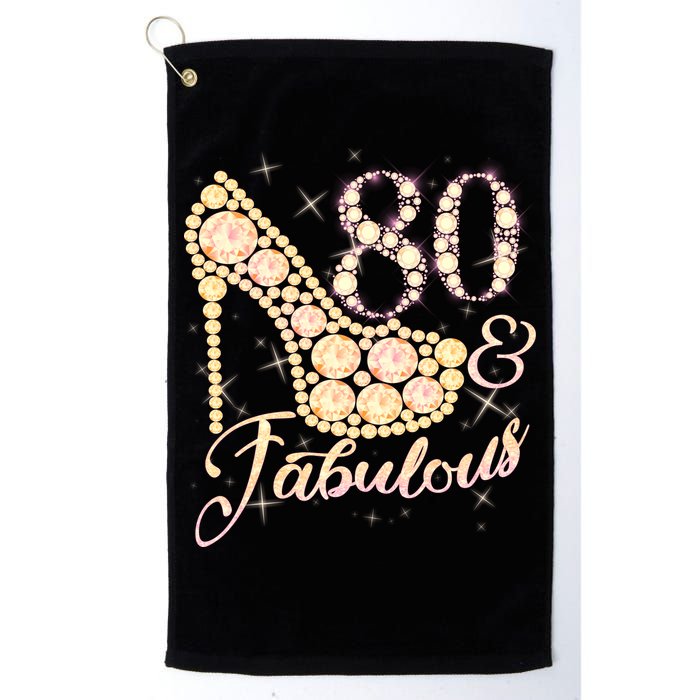 Fabulous & 80 Sparkly Heel 80th Birthday Golf Towel