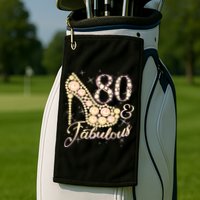 Fabulous & 80 Sparkly Heel 80th Birthday Golf Towel