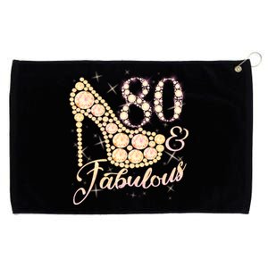 Fabulous & 80 Sparkly Heel 80th Birthday Grommeted Golf Towel