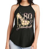 Fabulous & 80 Sparkly Heel 80th Birthday Women's Perfect Tri Rocker Tank