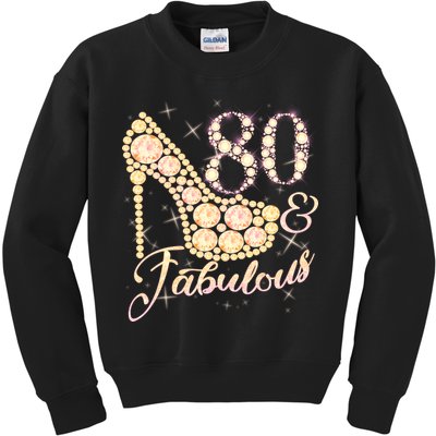 Fabulous & 80 Sparkly Heel 80th Birthday Kids Sweatshirt