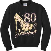 Fabulous & 80 Sparkly Heel 80th Birthday Kids Sweatshirt