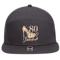 Fabulous & 80 Sparkly Heel 80th Birthday 7 Panel Mesh Trucker Snapback Hat