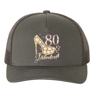 Fabulous & 80 Sparkly Heel 80th Birthday Yupoong Adult 5-Panel Trucker Hat