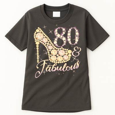 Fabulous & 80 Sparkly Heel 80th Birthday Tall T-Shirt