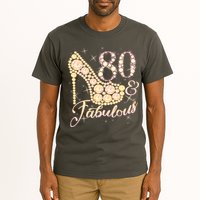 Fabulous & 80 Sparkly Heel 80th Birthday Tall T-Shirt