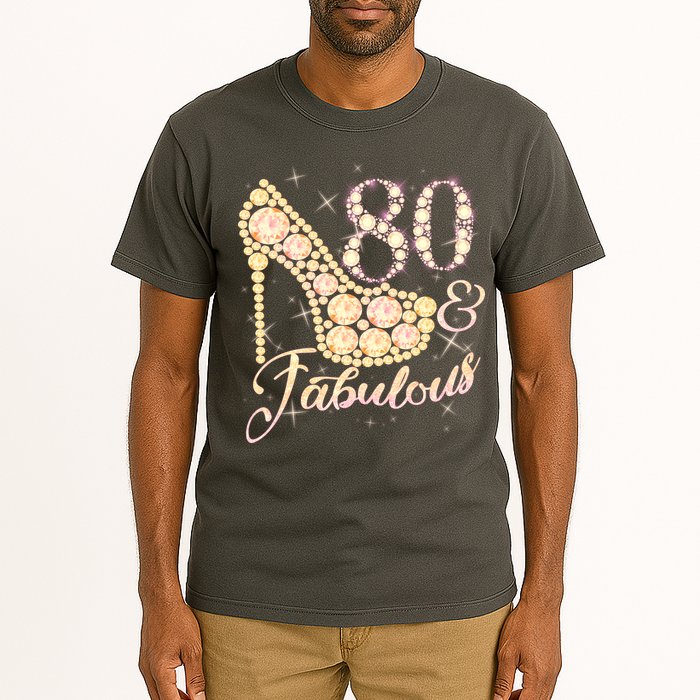 Fabulous & 80 Sparkly Heel 80th Birthday Tall T-Shirt