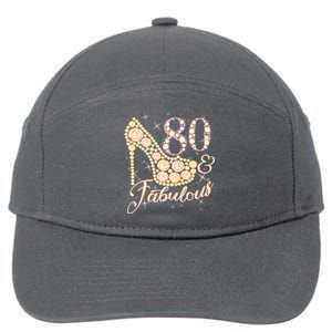 Fabulous & 80 Sparkly Heel 80th Birthday 7-Panel Snapback Hat