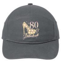 Fabulous & 80 Sparkly Heel 80th Birthday 7-Panel Snapback Hat