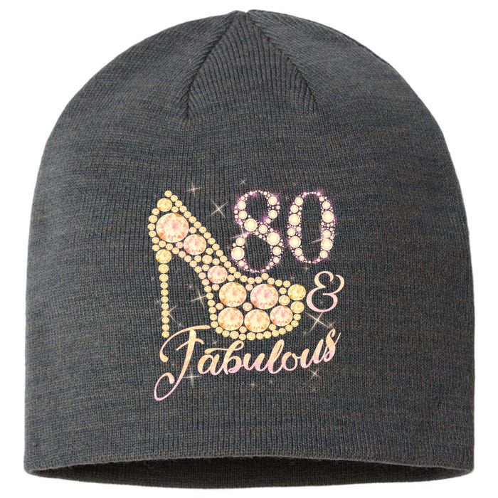 Fabulous & 80 Sparkly Heel 80th Birthday Sustainable Beanie