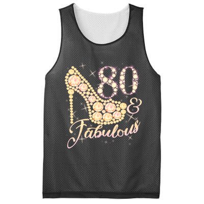 Fabulous & 80 Sparkly Heel 80th Birthday Mesh Reversible Basketball Jersey Tank