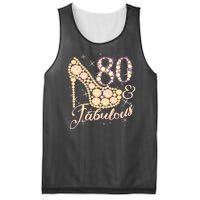 Fabulous & 80 Sparkly Heel 80th Birthday Mesh Reversible Basketball Jersey Tank