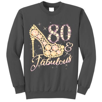 Fabulous & 80 Sparkly Heel 80th Birthday Tall Sweatshirt
