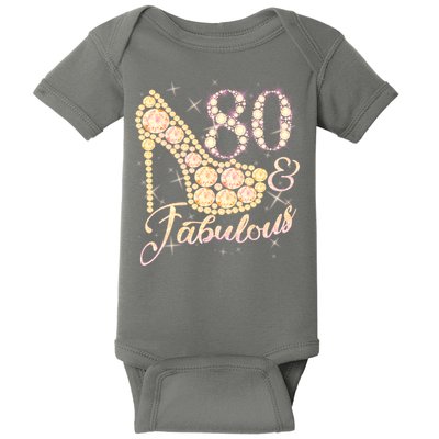 Fabulous & 80 Sparkly Heel 80th Birthday Baby Bodysuit
