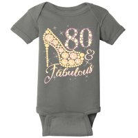 Fabulous & 80 Sparkly Heel 80th Birthday Baby Bodysuit