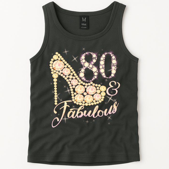 Fabulous & 80 Sparkly Heel 80th Birthday Tank Top