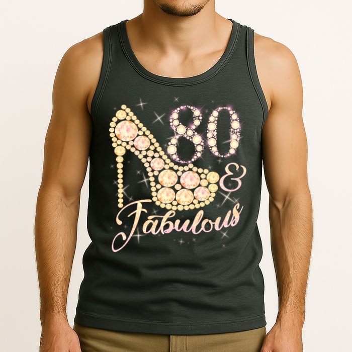 Fabulous & 80 Sparkly Heel 80th Birthday Tank Top