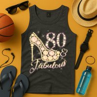 Fabulous & 80 Sparkly Heel 80th Birthday Tank Top