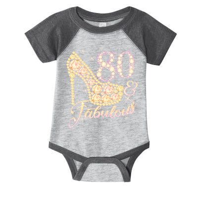 Fabulous & 80 Sparkly Heel 80th Birthday Infant Baby Jersey Bodysuit