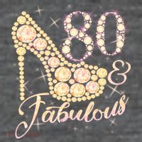 Fabulous & 80 Sparkly Heel 80th Birthday Women's V-Neck T-Shirt