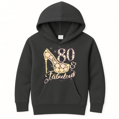 Fabulous & 80 Sparkly Heel 80th Birthday Kids Hoodie