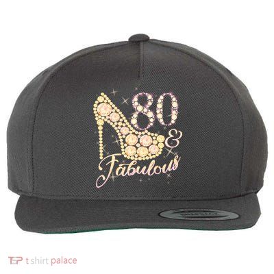 Fabulous & 80 Sparkly Heel 80th Birthday Wool Snapback Cap