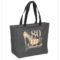 Fabulous & 80 Sparkly Heel 80th Birthday Zip Tote Bag