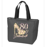 Fabulous & 80 Sparkly Heel 80th Birthday Zip Tote Bag