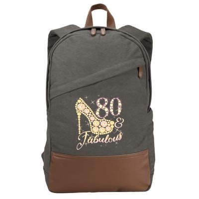 Fabulous & 80 Sparkly Heel 80th Birthday Cotton Canvas Backpack