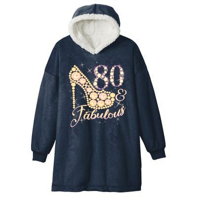 Fabulous & 80 Sparkly Heel 80th Birthday Hooded Wearable Blanket