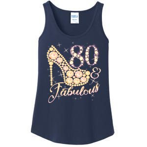 Fabulous & 80 Sparkly Heel 80th Birthday Ladies Essential Tank