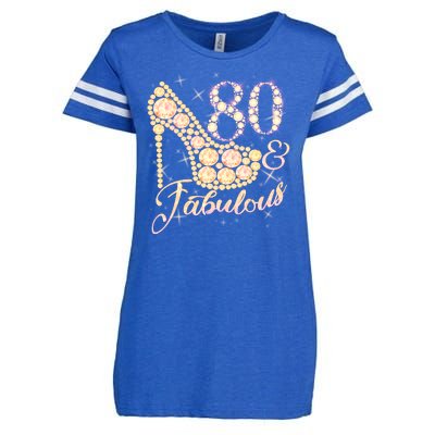 Fabulous & 80 Sparkly Heel 80th Birthday Enza Ladies Jersey Football T-Shirt