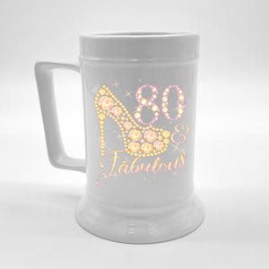 Fabulous & 80 Sparkly Heel 80th Birthday Beer Stein